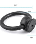 Close-up of 2-Inch Black Wrought Iron Cabinet Handles And Drawer Pulls Antique Style with dimensions shown