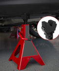 Four black rubber car jack pad adapters for jack stands, 3.0-ton, protecting pinch welds under vehicle.