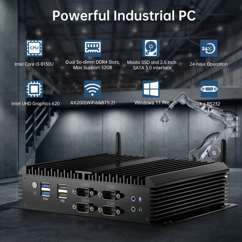 Beat The Heat Industrial Fanless Mini Pc With Intel Core I3 8130U Chips features ports and passive cooling design in a robust case.
