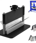 Heavy Duty 12 Inch Press Brake Attachment for 12 to 20 Ton Hydraulic Shop Presses with dual spring design shown with metal bends