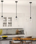 Kitchen with Two Pack Clear Glass Lamp Shade In Wine Cup Shape For Pendant Lights Chandeliers And Vanity Fixtures installed.
