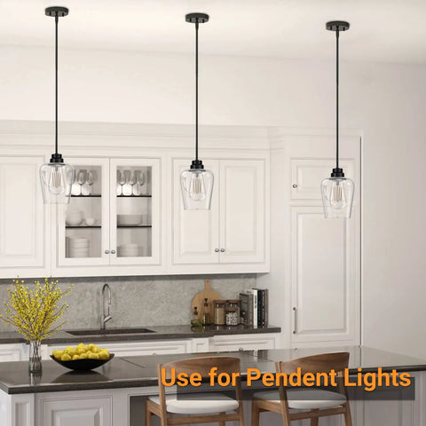 Kitchen with Two Pack Clear Glass Lamp Shade In Wine Cup Shape For Pendant Lights Chandeliers And Vanity Fixtures installed.
