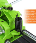 Upgraded Angle Grinder Stand With 45 Degree Clamp And Slide Handle shown with durable spring in sturdy steel construction for pro use