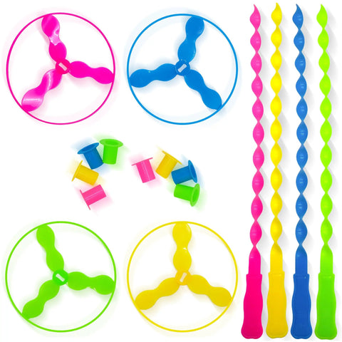 40 Pack Flying Disc Toys Twisty Helicopter Spin Copter Propeller Flyers Saucers With Launchers Outdoor Toys For Kids Party Favors Gifts Lightweight Plastic Safe For Play.