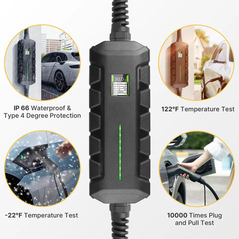 Level 2 EV Charger 220 240V 30A 7.2kW Home Charging Station With 25ft Cable ETL Certified in various test environments