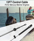 12 Ft Replacement Boat Engine Control Cable For Mercury Mariner Engines CC17912 displayed on boat at sea