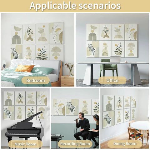 Soundproof 8-Pack 48x32 Acoustic Wall Art Panels for Living Room, Bedroom, Kitchen, Office, Music and Recording Room display