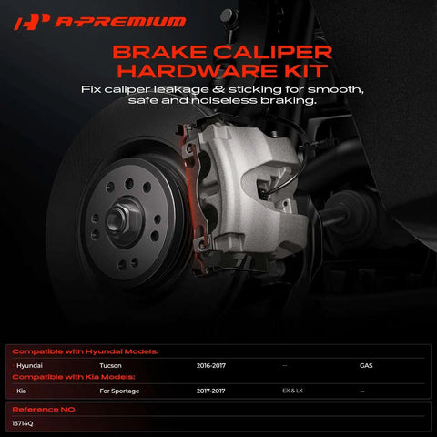 A-Premium Front Left And Right Side Disc Brake Hardware Kit For 2016-2017 Hyundai Tucson And 2017 Kia Sportage, caliper on rotor