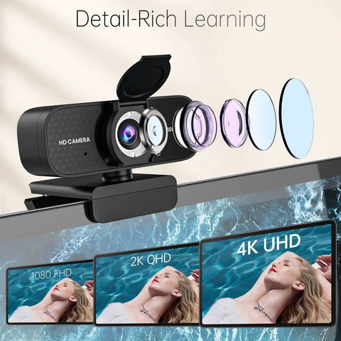 Sharp 1080P Hd Webcam With Noise Canceling Mic And Auto Light Correction Featuring Privacy Cover Wide Angle View simple USB plug and play.