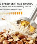 Powerhouse Immersion Hand Blender 12 Speed With 1000W Motor Titanium Reinforced Stainless Steel Blades chopping nuts