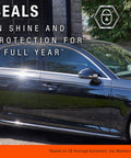 Shiny black car showing results of No-Fuss One Year Polish And Sealant For Cars With 3-In-1 Ceramic Technology for gloss and protection.