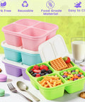 4 Pack Snack Containers And Bento Box For Meal Prep Reusable BPA Free Wheat Straw Food Storage With 4 Compartments Stackable