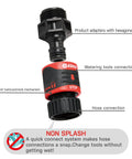 Quick Connect Starter Kit 9 Piece ABS Set With Built In Water Stop End Connectors And Adapters, 360 Degree Swivel Hose Fittings