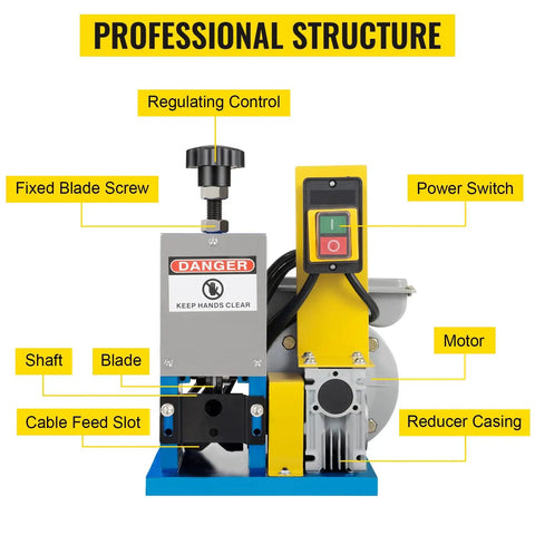 Automatic Electric Wire Stripping Machine 0.05 To 0.98 Inch Range with regulating control and fixed blade screw