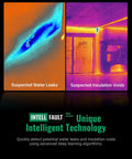 Handheld WiFi Thermal Camera With 8MP Visual Camera And 3.5 Inch Touch Screen Real Time Live Super Resolution 640x480 Thermal Imaging 256x192 IR Intelligent Scene Detection Video Recording detects water leaks and insulation voids using IntellFault technology.
