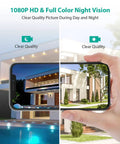 Wireless Outdoor Security Camera System With 1080P Two Way Audio And Full Color Night Vision showcasing day and night vision.