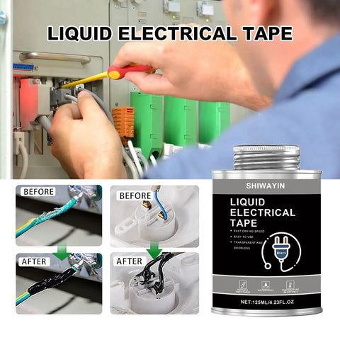 Black Liquid Electrical Tape 2 Pack: Waterproof Insulation Coating For Wires applied to cables showing before and after results.