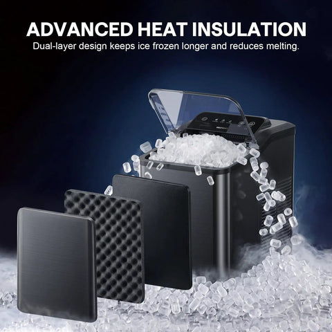 Sweet Crunchy Nugget Ice Maker For Countertop Whips Up Thirty Five Pounds Soft Chewable Pellet Ice Daily with advanced heat insulation.