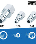 Half Inch Air Hose Fittings Set With Industrial IM Couplers And Plugs, Heavy Duty Quick Connects For Air Compressors, 300 PSI