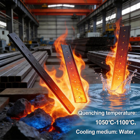 Badass Heavy Duty C Channel Steel Braces For Live Edge Tabletop Slabs submerged in water, demonstrating quenching process.
