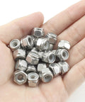 Heavy Duty Nylon Insert Hex Lock Nuts 1/4-20 Thread Stainless Steel 304 18-8 Bright Finish Pack Of 50 in hand