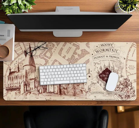 Harry Potter Marauder's Map Desk Mat XXL Gaming Desk Pad for Your Big Ol Home Office Setup, Waterproof Neoprene Surface, Non Slip Backing