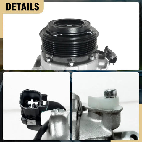 Heavy Duty Air Conditioning AC Compressor No Hassle Bolt On Replacement For Ford Explorer 2011 Through 2015 showing clutch and connector.