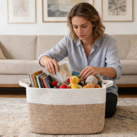 Super Roomy 65 Liter Woven Rope Laundry Basket With Sturdy Handles Holds Down A Ton Of Throw Blankets Pillows Toys And Dirty Clothes Solid Choice For Dorms Closets And Bathrooms