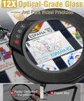 Ultra Long 3 Section Swing Arm Magnifier Lamp With Light And Clamp Real Glass Lens Dimmable LED With 5 Color Modes over stamps