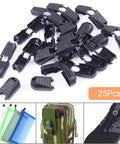 25 Pack Zipper Pull Tabs And Cord End Caps For Paracord And Molle Gear Quick No Tie Shoelace Clips Cord Locks For Backpacks Shoes Triathlon And Marathon Run Ready Durable Black Plastic Ends black plastic zipper pull tabs, 25 pcs