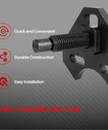 Side view of black steel wheel hub remover tool with threaded bolt for 5–8 lug hub assemblies