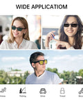Three people wearing Polarized Clip Ons For Ray Ban Meta Wayfarer Gen 1 And Gen 2 Large 53 22 Sunglasses Discoloration Clips Protect.