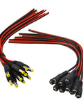 Real Thick 18 AWG DC Pigtail Barrel Plug Connector Cable 10 Pair 12V 5A Heavy Gauge Power Leads With 0.14mm Copper Strands For DIY Projects Battery Cable RC Car, red and black ends