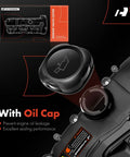 Close-up of Valve Cover Kit With Gasket Bolts And Oil Cap For N55 Engine Fits BMW 328i 335i 435i 530i 535i 640i 740i X3 X5 X6 2011-2019 3L Turbo Replace 11127570292 showing oil cap detail and packaging