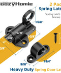 Heavy Duty Self Closing Gate Latches Matte Black Rust Proof Slide Bolt Drops Right Shut Shed Cabinet Lock Tough As Nails Spring Steel Bracket Zero Hassle Install Comes With Hardware Two Pack dimensions and details.