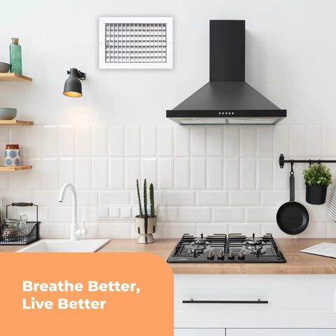 Premium 12 By 8 Inch Wall AC Vent Cover With Rustproof Aluminum Build Multi Shutter Damper Adjustable Front Blades White Finish
