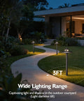 3CCT Low Voltage Landscape Path Lights illuminating a curved walkway in a garden at night with adjustable color temps