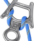 Beefy 30kN Figure 8 Descender Made From 7075 Aluminum, Heavy Duty Belaying And Rappelling Device For Rock Climbing, Blue Rope