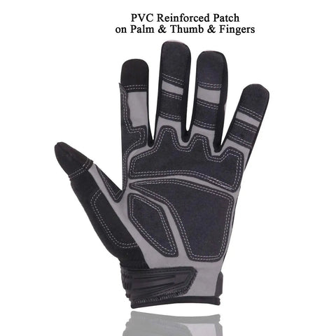Heavy Duty Touch Screen Work Gloves For Men With Padded Knuckles And Palm Anti Abrasion And Anti Slip Mechanics Gloves Black Red Large