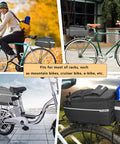 Waterproof Insulated Bike Rack Bag With 8 Liter Capacity For Bicycle Trunk Storage on various bike types.