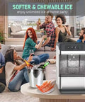Slick Portable Countertop Ice Maker For Chewable Crushed Ice Cocktails, perfect for home parties with friends.