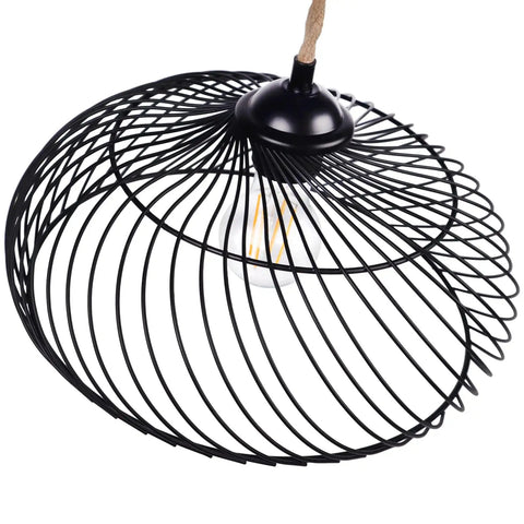 Plug In Pendant Light With Dimmable Switch And 16ft Hemp Rope Cord Black Lampshade Hanging Lights For Kitchen Island