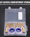 Pro Grade 16 Piece One Quarter Inch NPT Air Hose Fitting Kit with Storage Case, Quick Connect Brass Couplers and Plugs visible