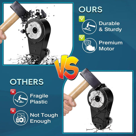 Comparison of durable Beefed Up Torque High Speed Gearbox Upgrade Kit for Power Wheels Ride On Toys 24V with other fragile models.