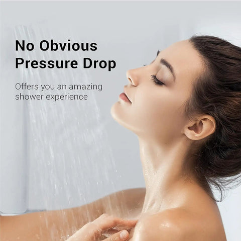 Woman enjoying shower with Shower Filter Replacement Cartridge For Culligan WHR-140 maintaining water pressure