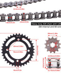 Heavy duty 420 chain with 120 links and 420 13T 35 tooth sprocket set for 50cc to 170cc dirt bikes ATVs go karts