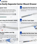 Step-by-step guide for Heavy Duty 5 Pack 16 Inch Black Center Mount Drawer Slides For Cabinets installation process.