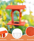Outdoor Bird Feeder With Gift Box For Orioles, Durable HDPE Jelly Feeder with Fruit Holder and 6 Oz Glass Bowl in garden setting
