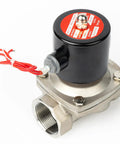 Heavy Duty Pro Grade One And A Half Inch Solenoid Valve With 110 Volt AC Stainless Steel Body Normally Closed Viton Seal High Flow Electric Valve For Chemicals Water Oil And Gas Applications