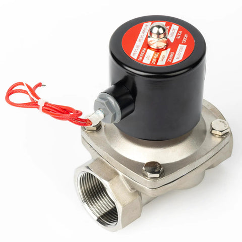 Heavy Duty Pro Grade One And A Half Inch Solenoid Valve With 110 Volt AC Stainless Steel Body Normally Closed Viton Seal High Flow Electric Valve For Chemicals Water Oil And Gas Applications
